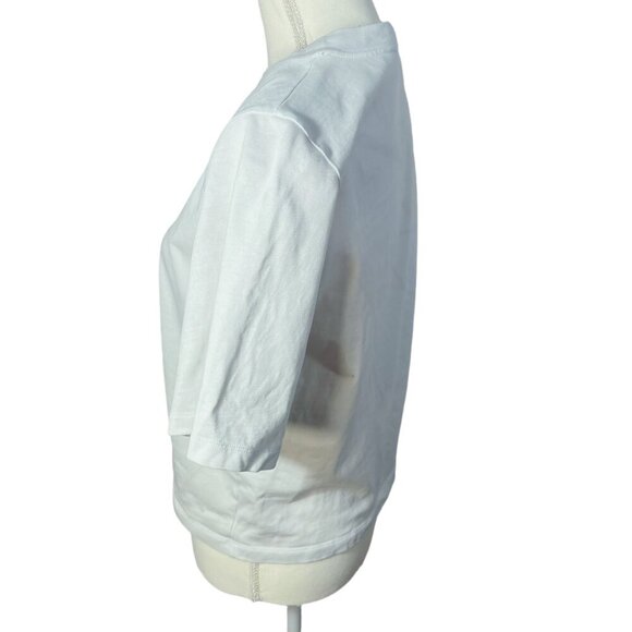 3.1 Phillip Lim White Tee Gathered Metal Ring Women's Size S Piercing Grunge - Picture 3 of 9